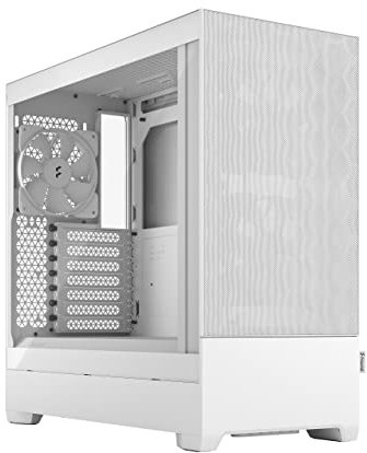 Fractal Design Pop Air White - Tempered Glass Clear Tint - Honeycomb Mesh Front – TG side panel - Three 120 mm Aspect 12 fans included – ATX High Airflow Mid Tower PC Gaming Case