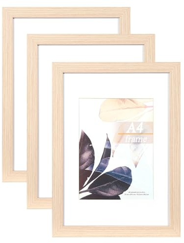 Scholartree Lot de 3 cadres photo A4 en bois de chêne avec verre acrylique