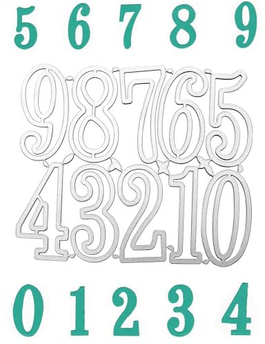 Zahlen Stanzschablone Schablonen,Zahlen Stanzformen Metall Stanzschablonen Silber Zahlen Prägeschablonen Schneiden für DIY Cutting Einladung Karten Scrapbooking Album Papier Karten