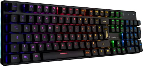 Surefire Kingpin M2 - Tastiera meccanica da gaming francese, tastiera multimediale da gioco Full Size, tastiera RGB con illuminazione, 100% tasti anti-ghosting, layout francese AZERTY
