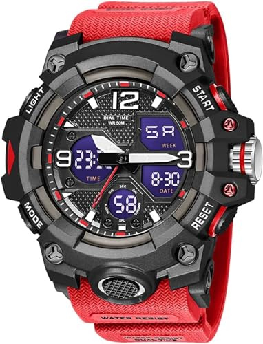 Gosasa Orologio da uomo multifunzione militare S-Shock sportivo LED con allarme digitale impermeabile, Digitale