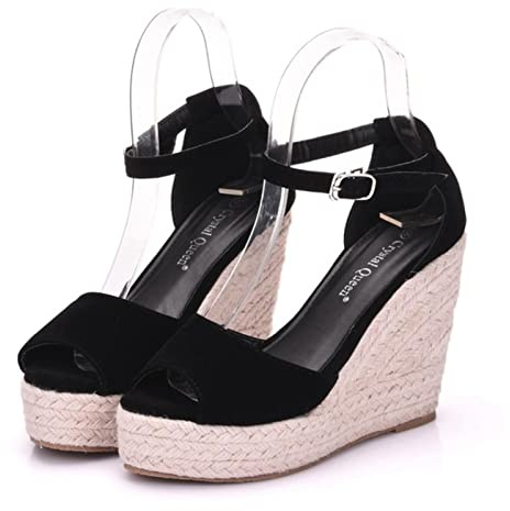 Sandali da donna casual con zeppa e plateau, tacco alto con fondo spesso, sandali estivi da spiaggia da donna, sandali da donna, 33