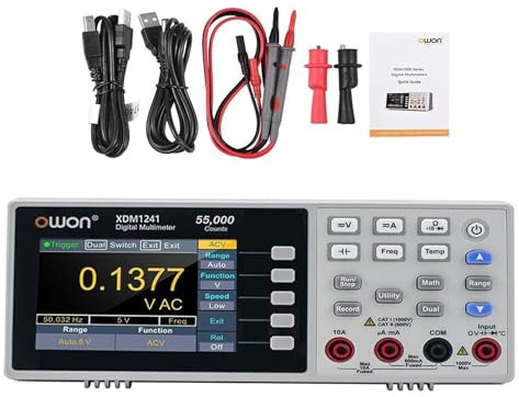 OWON XDM1241 - Multímetro digital de 3,7 pulgadas LCD para escritorio, multímetro digital RMS real