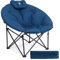 EVER ADVANCED Luxus Campingstuhl Faltbar Moonchair Übergroß 150KG Rund Klappstuhl Dick Gepolstert, Übergroßer Faltsessel Hohe Rückenlehne mit Kissen, Extra Breit für Outdoor Garten Balkon Indoor, Blau