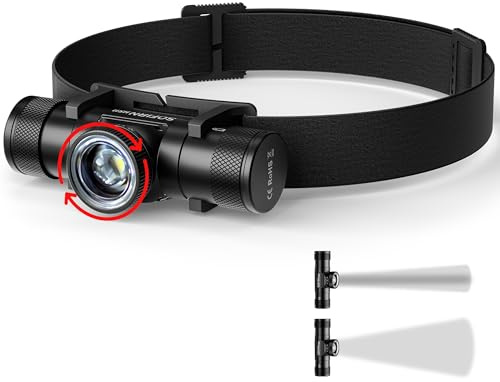 Torcia Frontale Ricaricabile con Zoom - SOFIRN HS11 630 Lumen Super Luminosa, LED Regolabile per Adulti, Impermeabile con Modalità Spot/Floodlight, Ideale per Corsa, Escursionismo e Campeggio