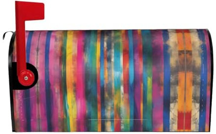 Colorful Stripes Print Mailbox Cover Durable Oxford Cloth for American Standard & Large Size Mailboxes