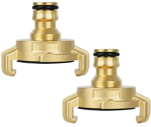 NUTKIT Adattatore per Giunto a Innesto Rapido in Ottone Lucido, 2 Pezzi Adattatore Rubinetto, Raccordo a Baionetta, per Tubo Irrigazione Sistema Ge-Ka、Garde-na