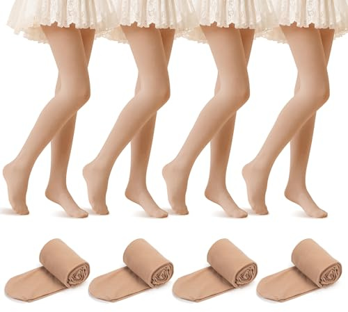 Bafiwu 4 Paires Collant Danse Classique Fille 40D Ballet Chair 3-14 Ans XXL
