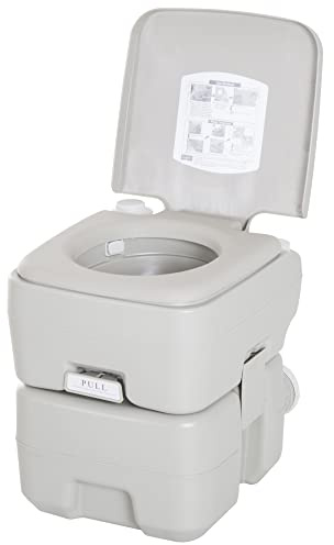 HOMCOM WC Portable Chimique 20 l avec Couvercle pour Camping, Voyage âgés, Caravane, Bateau avec cyterne, Charge 200 kg 41,5 x 36,5 x 42 cm HDPE