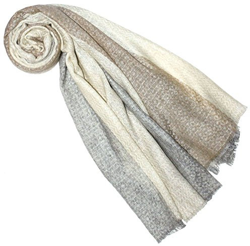 Lorenzo Cana Luxus Pashmina Schal Schaltuch 100% Kaschmir Kaschmirschal Tuch Naturfaser Damenschal Grau Braun Weiss 7828577