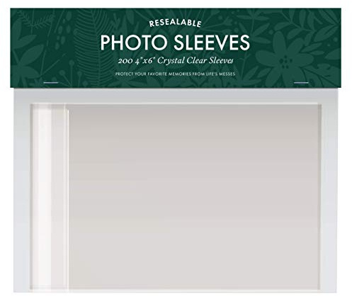 Jot & Mark 4x6 Photo Sleeves (200 Count) - Mother's Day Crystal Clear Archival Plastic Sleeves Gift with Self Adhesive Resealable Flap - Picture Protector