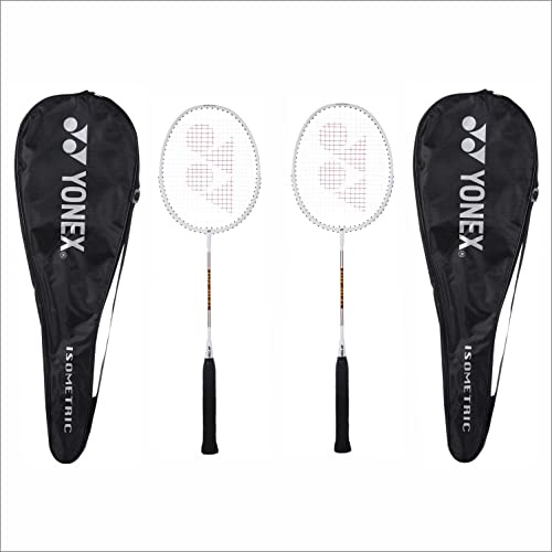 Yonex Lot de 2 raquettes de badminton GR 303I fabriquées en Inde avec couverture intégrale Blanc/blanc