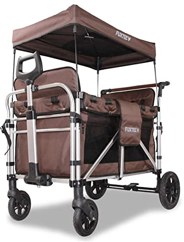 Carrello pieghevole Fuxtec Family CTXL900 marrone, l'originale, Family Fux, Vagone da giardino 4 posti, sedile rimovibile, trasporto, spiaggia, tirare o spingere, capacità di carico 75 kg