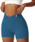 Vertvie Damen Gym Shorts V Cross Stretch Push Up Yoga Shorts Booty Scrunch Fitness Hosen Kurz High Waist Nahtlos Workout Sportshorts Butt Lift Kurze Leggings Sommer (Dunkel Cyan, M)