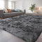 QUINZI Weiche Teppich Hochflorteppiche Moderne Flauschige Teppich Schlafzimmer Wohnzimmer Kinderzimmer Zottelteppiche rutschfeste teppiche (Dunkelgrau, 60x90cm)
