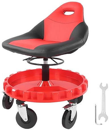 Tabouret de Mécanicien, Chaise, capacité de 300lbs, Hauteur Réglable, pour Garage, Atelier Roulant, Tabouret de Travail