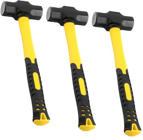 MAHIONG 3 PCS 2lbs Sledge Hammers with Shock Absorption Handles, Solid Steel Heads, High Impact Tool Hammers for Dismantling, Fixing, Knocking