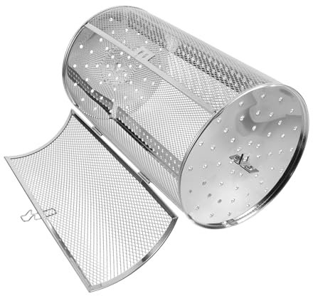 SEWOART Grill Korb Geröstete Nüsse Trommelofenkorb Rotisserie Drehgegrillter Käfig Nussschale Grillzange Nuts Crunchy Nut Luftfritteuse Airfryer Kabob-grillkorb Küchenröster Rostfreier Stahl Silver