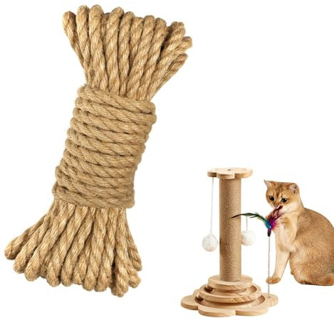 Juteseil 10mm Jutekordel 10M Dicke Jute Schnur Handlaufseil Schiffstau Schnur Jute Hanfseil Gartenseil Tau Seil für DIY Haus Dekoration Handwerk Gartenarbeit Kratzbaum
