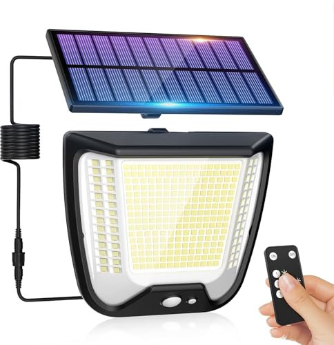 spqment Solar Outdoor Security Sensor Lights: 288 LED Outdoor Garden Lights 3 Modes Outside Flood Light IP65 Waterproof Remote Control Solar Panel Powered Floodlight for Garden Shed Yard Porch