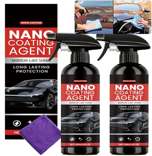 Spray 3 in 1 per rivestimento in ceramica, nano-sintetico per auto, rimozione graffi e rivestimento idrofobico, riparazione immediata, graffi profondi, protezione lucida senza lucidatura dell'acqua (2