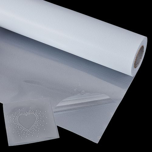 AHANDMAKER 16.4 Ft x 12.6 Inch Hotfix Tape, Iron on Rhinestones Transfer Film Paper Roll Heat Transfer Pattern Fabric Decoration for Sticky Hot Fix Rhinestones on T-Shirt Blouse DIY Clothing