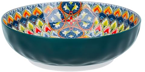 OZY Large Serving Bowls,10 inch Ceramic Salad Bowls,Ideal Housewarming Gift,Vibrant Color Soup Bowls for Party,Pasta,Fruit,Dishwasher & Microwave Safe Soup Bowls (Green)