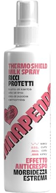 Ninapenda Thermo Shield Milk Spray Termoprotettore per Capelli Ricci con Burro di Karitè e Olio di Jojoba 150ml