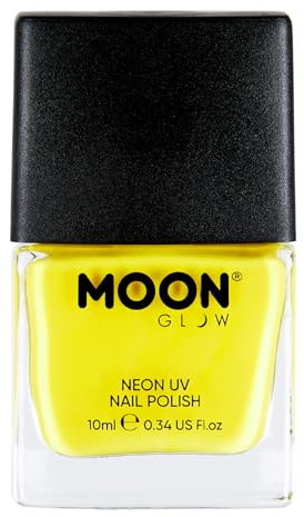 Moon Glow Esmalte de uñas UV neón - Esmalte de uñas neón brillante - Brilla bajo los rayos UV Amarillo intenso 10 ml (Paquete de 1)