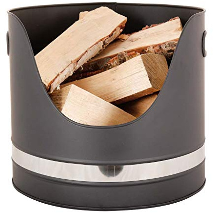 Kindling Log Bucket Chrome Finish Fireside Fuel Scuttle Kindling Basket