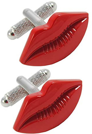 COLLAR AND CUFFS LONDON Gemelli Camicia Uomo Rosso - con Scatola - Labbra Rosse - Ottone - Bacio Amore Bocca - Un Paio
