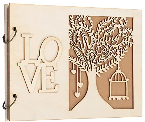 WEDNOK Libro degli ospiti matrimonio originale, Libro degli ospiti in legno, Album fidanzamento in legno, regalo per gli invitati al matrimonio, festa di fidanzamento, compleanno, cartello regalo.