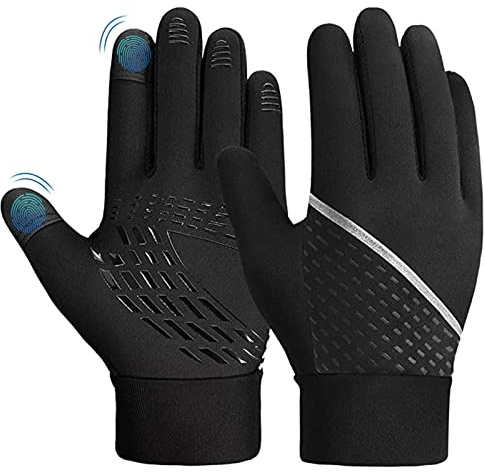 Bseical Gants de Sport Enfant, Gants Velo VTT Garcons/Filles, Gants Thermique Hiver, Gants d'hiver Chaud Ecran Tactile, Gants de Cyclisme Mitain Cadeau pour Football Running Ski Neig Moto Hiver Noir