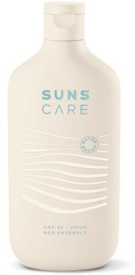 Wasserfeste Sonnencreme LSF 30 von SUNS CARE® · Pflege durch Squalan, Vitamin E, Jojoba und Mandelöl · Hoher Sonnenschutz für Gesicht · Wasserfest, Vegan, Ohne Mikroplastik · 180ml
