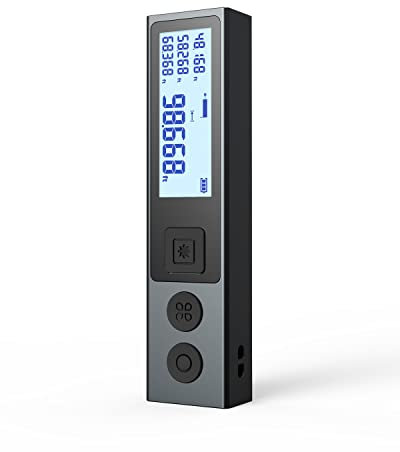 MILESEEY Mini Telémetro Láser, Recargable Medidor Láser Portátil Metro Láser con 2 Pulgada LCD Pantalla Retroiluminada, diseño de Carcasa de aleación, Cálculo de Distancia, Área, Volumen, Pitágoras