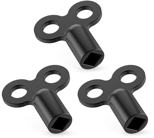 RAVN HAMAN Juego de 3 Llave para purgar radiadores negro - Robusta llave de purga de aluminio - Llave para muchos radiadores/calefactores - Práctica llave de radiador