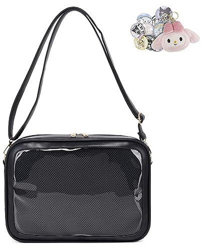 Ita Anime Cosplay Crossbody Shoulder Bag mit Insert und Pins - Handbag, Backpack in Schwarz