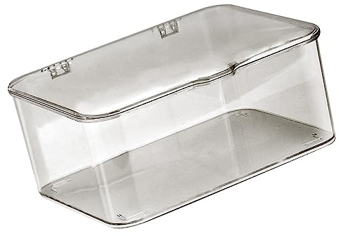 HERCHR Scatola Portaoggetti da Scrivania Trasparente in Plastica con Grande Capacità e Coperchio(Grigio)
