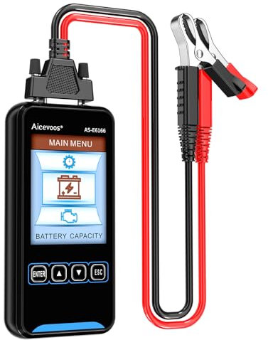 Aicevoos E6166 Tester Batterie per Auto 12V/24V, 100-2000 CCA Tester Batteria Auto, Tester per Batterie, Analizzatore Digitale della Batteria per Auto SUV ATV Barche