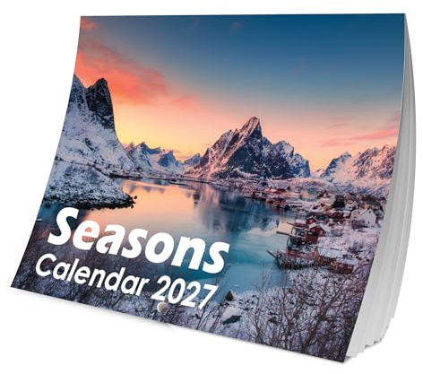 Calendar 2027 Seasons - Spring Summer Autumn Winter Wall Planner, A3 When Open - Month to View with Large Day Boxes & Seasonal Scenery Photos