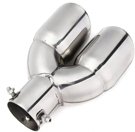 dzstnbhd Punta Silenciador Silenciador Cromado Acero Inoxidable De Doble Salida De 63mm Extremo De Tubo De Escape Embellecedor De Extremo Tubo De Revestimiento De Garganta Accesorios Auto