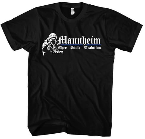 Mannheim Ehre und Stolz Herren T-Shirt | Sport Shirt Fussball Ultra Skyline Fanartikel Trikot | M1 Schwarz (XL)