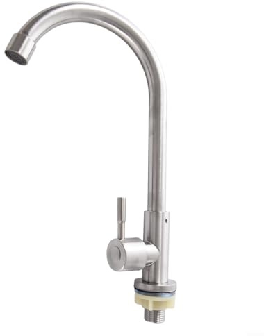 Grifo de cocina de acero inoxidable de bajo consumo, con un solo mango, para aplicaciones de agua fría