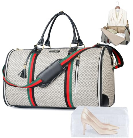 CSUNNUFA Sac de voyage convertible 50 L, sac 2-en-1 avec chaussures imperméables et système anti-plis pour homme et femme – idéal pour les voyages d'affaires et les vacances, Bois d'ébène, 52 cm x 33