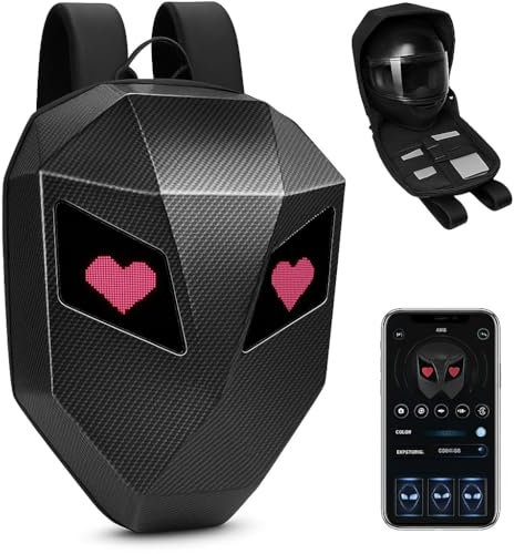 Générique Sac à Dos LED Chrome Moto Intelligent, Design Robot, Coque Rigide 3D Imperméable, Grande Capacité pour Casque et Ordinateur Portable