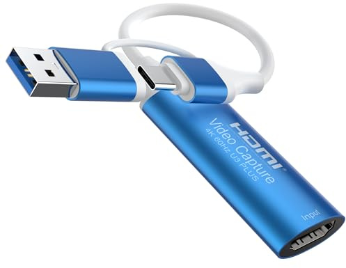 Dbilida HDMI Video Capture Card 4K 60Hz Output, HDMI to USB 3.0 A and USB C Capture Card for Camera/Xbox/PS5/4/PC/OBS/Switch 2