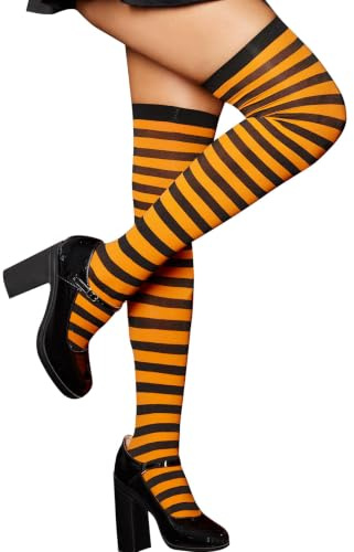 RSLOVE Bas Autofixants Femme Rayé - Collant Halloween Chaussettes Hautes