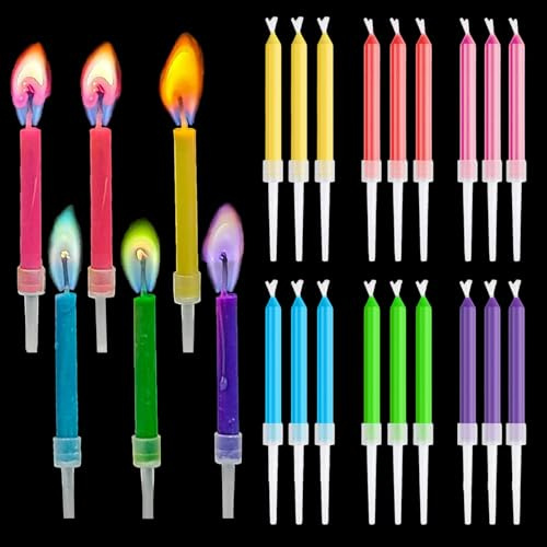 FAINCA 24 Pezzi Candeline Compleanno Particolari 6 Colori Candele 6cm