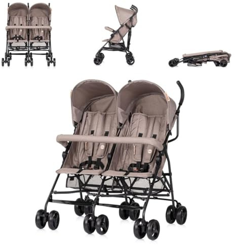 Chipolino Zwillingskinderwagen Double Point klappbar Korb Sonnendach Frontbügel beige