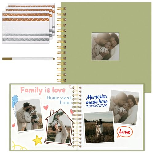 Vienrose Álbum Scrapbook 20,5x20,5 cm, Álbum de Fotos para Pegar y Escribir, Libro de Recuerdos DIY con Espiral y 40 Páginas, Scrapbooking para Boda Comuniones Aniversario Bebé Cumpleaños Familiares